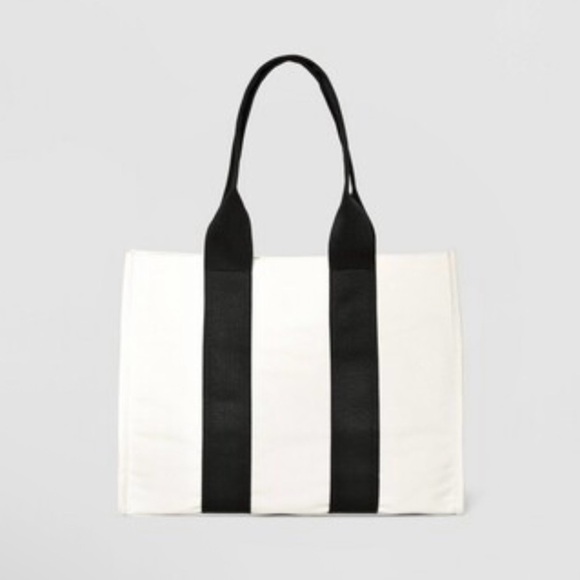 A New Day Canvas Tote Bag Off White & Black NWT w/Flaws - Picture 1 of 16